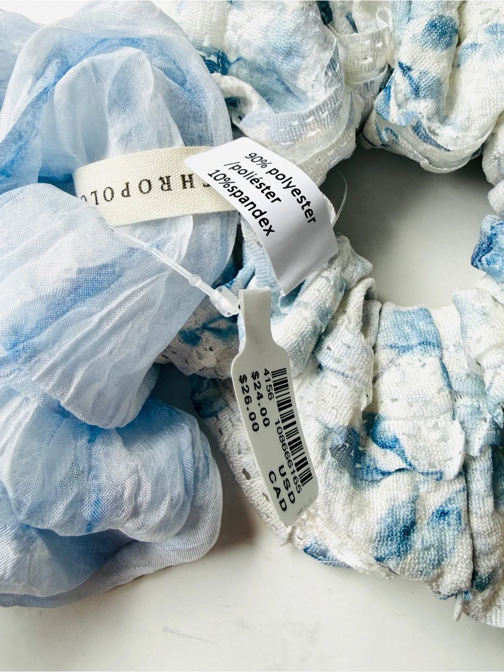 NWT Anthropologie Sheer Floral Scrunchies, Set of 2, Blue O orchidvv